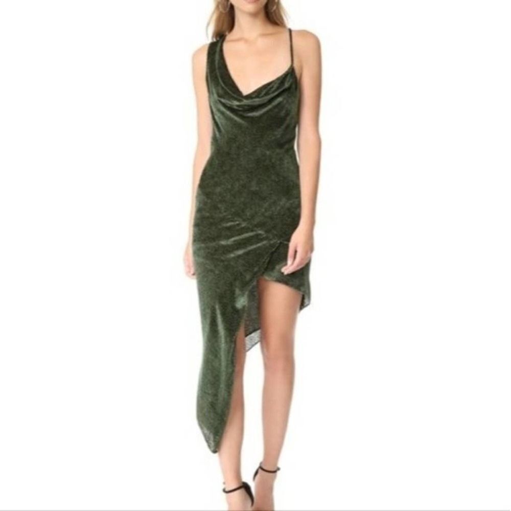 Michelle MASON Terracotta Asymmetrical  Bias Velvet Silk Blend Maxi Dress Size 2
